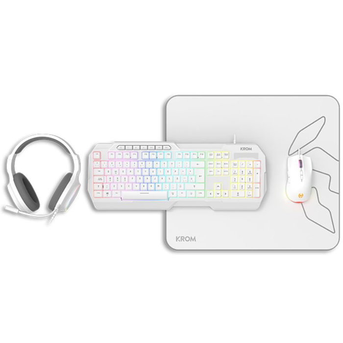 Krom Kenta Pack Gaming 4 en 1 RGB Blanco